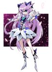  alternate_costume blue_eyes boots cure_moonlight dress earrings flower hair_flower hair_ornament heart heartcatch_precure! high_heels highres ishida_akira jewelry knee_boots long_hair magical_girl navel petals pose precure purple_hair rose shoes skirt solo tsukikage_yuri very_long_hair wrist_cuffs 