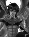  abs bad_id bad_tumblr_id bracelet braid greyscale jewelry judal k-rei long_hair magi_the_labyrinth_of_magic male_focus midriff monochrome neck_ring single_braid solo 