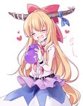  bow closed_eyes gourd hair_bow horn_ribbon horns ibuki_suika long_hair open_mouth orange_hair ribbon smile solo touhou yukimiya_(parupunta) 