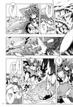  arm_cannon bow catfish comic doujinshi fish greyscale hair_bow highres horns ibuki_suika long_hair monochrome multiple_girls namazu reiuji_utsuho scan tomatomato_(tomato_kanzume) touhou translated weapon wings 