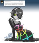  2012 ameno_sagiri black_hair breasts dated english goo_girl green_eyes grey_skin hair_over_one_eye headphones hyouka junkpuyo large_breasts monster_girl orange_sclera oreki_houtarou persona persona_4 personification short_hair solo text_focus tumblr 