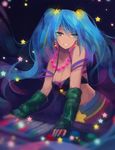  :d arcade_sona arm_warmers bare_shoulders blue_eyes blue_hair blue_nails collarbone earrings highres jewelry league_of_legends long_hair looking_at_viewer lyiet nail_polish necklace open_mouth pearl_necklace smile solo sona_buvelle star star_earrings teeth twintails very_long_hair 