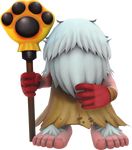  3d beard creature digimon digimon_world_-next_0rder- facial_hair foot_hair full_body game_model gloves holding holding_staff jijimon male_focus no_humans official_art red_gloves solo staff transparent_background white_hair 