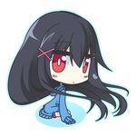  black_hair chibi highres long_hair original oversized_clothes red_eyes shirasu_youichi solo 