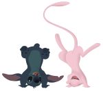  2017 3_toes 4_toes alien alpha_channel ambiguous_gender ass_up big_eyes big_head black_eyes blue_claws blue_fur blue_nose by-nc-nd chest_tuft claws creative_commons disney duo experiment_(species) eyes_closed fur handstand head_tuft hi_res legendary_pok&eacute;mon lilo_and_stitch long_tail lullaby-of-the-lost mew nintendo notched_ear open_mouth open_smile pink_fur pok&eacute;mon pok&eacute;mon_(species) simple_background small_tail smile spread_legs spreading stitch toes toony transparent_background tuft upside_down video_games watermark 
