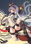  absurdres air_defense_hime anchor bdsm bodysuit bondage bound breasts cameltoe chain grey_hair high_heels highres kantai_collection long_hair medium_breasts red_eyes sima_naoteng solo 