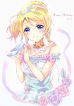  ayase_eli blonde_hair blue_eyes cinderella cinderella_(grimm) cinderella_(grimm)_(cosplay) cosplay glass_slipper happy_birthday long_hair love_live! love_live!_school_idol_project ponytail sakura_hiyori smile solo 