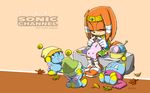  chao echidna knitting mammal monotreme official_art sonic_(series) sonic_channel tikal_the_echidna wallpaper 