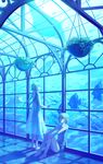  aquarium aquarium_tunnel backlighting barefoot blue camisole dress fish highres hiko_(scape) light long_hair manta_ray multiple_girls original plant potted_plant scenery see-through shadow short_hair sitting sleeveless sleeveless_dress tank_top tunnel twintails water white_dress window 