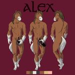  abs alex_(thorsoneyja) anatomically_correct animal_genitalia balls biceps braided_hair brown_eyes brown_fur brown_hair butt clydesdale color_scheme dbruin draft_horse equine erection feathering fur hair horse horsecock looking_at_viewer male mammal model_sheet muscular pecs penis ponytail pose sheath smile solo text toned white_fur 