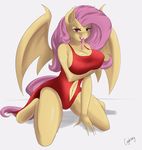  2015 anthro anthrofied bat_pony big_breasts breasts clothed clothing cogbrony fangs female flutterbat_(mlp) fluttershy_(mlp) friendship_is_magic hair kneeling long_hair long_tongue looking_at_viewer my_little_pony navel open_mouth pink_hair red_eyes simple_background solo tongue tongue_out 
