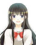  bad_id bad_pixiv_id black_hair blue_eyes bow happy kimi_ni_todoke kuronuma_sawako school_uniform smile solo uto_uto 