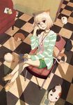  :&lt; :3 animal_ears blonde_hair book cat crossed_arms glasses highres legs lips md5_mismatch original pandaun red_eyes shoes short_hair shorts sitting smile sneakers solo tail too_many too_many_cats 