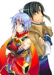  1girl bad_id bad_pixiv_id black_hair blue_eyes blue_hair convoy_chouchou earrings eyepatch freyjadour_falenas gensou_suikoden gensou_suikoden_v georg_prime headband jewelry scarf short_hair yellow_eyes 