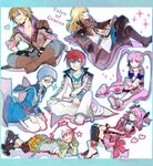  4boys asbel_lhant bad_id bad_pixiv_id blue_eyes blue_hair blue_shirt brown_eyes brown_hair cheria_barnes copyright_name glasses gradient_hair hubert_ozwell koku_666 long_hair malik_caesars multicolored_hair multiple_boys multiple_girls pascal purple_eyes purple_hair purple_skirt red_hair richard_(tales) scarf shirt skirt sophie_(tales) tales_of_(series) tales_of_graces twintails two_side_up white_hair 