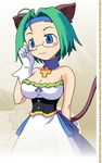  animal_ears animal_tail aroma_fortunel artist_request blue_eyes blush character_request glasses green_hair kimi_no_yusha lowres official_art short_hair snk tail 