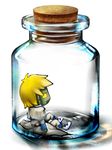  blonde_hair cork guilty_gear in_container jar kuku_(xx81) male_focus robo-ky robot solo 