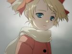  ana_(mother) blonde_hair blue_eyes child coat face hair_ribbon mother_(game) mother_1 ribbon scarf senntakuya short_twintails solo twintails 