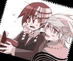  2boys blush bolo_tie death_the_kid male male_focus multiple_boys soul_eater soul_eater_(character) 