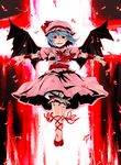  bat_wings blue_hair hat highres itsuki_(nanairo_megane) red_eyes remilia_scarlet short_hair solo touhou wings 