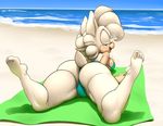  2015 anthro argento beach big_butt bikini blanket blue_eyes blush breasts butt clothing female hair hedgehog hindpaw mammal open_mouth outside paws pink_nose presenting presenting_hindquarters sand sea seaside short_hair smile solo sonic_(series) sophie_(argento) swimsuit thick_thighs water white_hair white_skin 