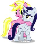  2015 absurd_res blonde_hair blue_hair duo equine female friendship_is_magic hair hi_res horn hug mammal moonlight_raven_(mlp) my_little_pony sunshine_smiles_(mlp) unicorn vector-brony 