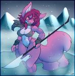  2015 anthro big_breasts breasts canine cleavage clothed clothing female fox mammal melee_weapon polearm solo spear weapon wyntersun 