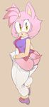  2014 amber_eyes anthro argento black_nose blush bracelet butt cat clothed clothing feline female footwear gloves hair hedgehog hybrid jewelry looking_at_viewer mammal pants pink_hair shirt shoes short_hair solo sonic_(series) standing thick_thighs thong tight_clothing undressing wide_hips 