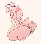  amy_rose anal anal_penetration anthro anus argento balls big_butt blush breasts butt disembodied_penis duo female fur half-closed_eyes headband hedgehog kneeling male male/female mammal nipples penetration penis pink_fur pussy sex solo_focus sonic_(series) 
