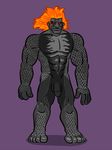  5_fingers 5_toes abs biceps demise demon fire_hair flaccid male mapdark monster muscular nude pecs penis red_eyes toes 