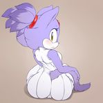  2015 anthro argento big_butt blaze_the_cat blush breasts butt cat clothing feline female forehead_gem fur hair leotard looking_at_viewer looking_back mammal open_mouth purple_fur purple_hair shy simple_background small_breasts solo sonic_(series) thick_thighs video_games wide_hips yellow_eyes 