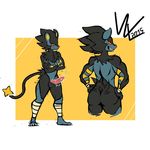 2015 anthro balls butt cat electricity feline fur lion luxray male mammal model_sheet nintendo nude penis pok&eacute;mon smile solo standing toned video_games wolflance 