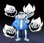  2015 anthro bone clothing looking_at_viewer male monster sans_(undertale) simple_background skeleton skull smile solo undertale video_games xingscourge 
