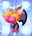  bat big_breasts breasts chaossabre cleavage clothed clothing female huge_breasts looking_at_viewer mammal one_eye_closed rouge_the_bat solo sonic_(series) wink 