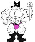  2015 abs anthro bobthetanuki bulge canine clothing dog doggo mammal melee_weapon muscular pecs sword undertale underwear video_games weapon 