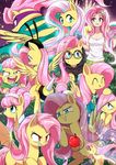  2015 angry apple arthropod bat_wings blue_eyes blue_hair bush butterfly clenched_teeth clothed clothing equine evil_grin eyewear female feral fluttershy_(mlp) friendship_is_magic fruit fur glasses grass group hair horse human humanized insect mammal multicolored_hair my_little_pony pink_hair red_eyes smile teeth two_tone_hair white_sclera wings yellow_fur 菜包return 