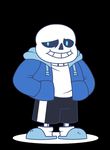  2015 animated bone clothing jacket legwear looking_at_viewer male mysteryben one_eye_closed sans_(undertale) shorts skeleton slippers smile socks toby_fox undertale video_games wink 