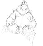  bard_(lol) beard cathricorn chubby clothed clothing facial_hair flaccid hair half-dressed humanoid_penis league_of_legends long_hair male mask navel nipples open_pants pants penis pubes simple_background sitting sketch solo unzipped video_games 