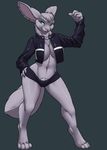  anthro breasts bulge bunnywolf clothed clothing dickgirl ear_piercing furball hybrid intersex kyree piercing 