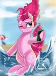  2015 beach earth_pony equine female feral friendship_is_magic horse mammal mrscurlystyles my_little_pony pinkie_pie_(mlp) pony seaside solo water 