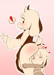  blush butt caprine child female goat hearlesssoul horn human mammal open_mouth protagonist_(undertale) toriel undertale video_games young 