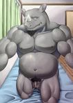  balls bedroom colored looking_at_viewer male mammal muscular nude pecs penis rhinoceros solo toorin uncut 