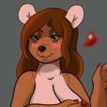 &lt;3 2018 anthro black_nose black_sclera blush breasts brown_hair bust_portrait cleavage clothed clothing colored_nails disney female hair half-closed_eyes holding_breast kanga kangaroo long_hair mammal marsupial mature_female portrait smile solo sundaesoles winnie_the_pooh_(franchise) 