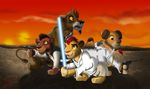  crossover cub darthmaul1999 desert disney feline female kiara kion kovu lightsaber lion male mammal nuka parody star_wars sunset the_lion_king young 