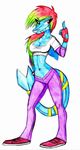  2015 anthro breasts butt clothed clothing culo female fish hair marine multicolored_hair navel navel_piercing pechos piercing rainbow_hair roythefurry senos shark simple_background solo tetas traditional_media_(artwork) trasero white_background 