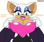  2015 anthro bat big_breasts breasts cleavage clothed clothing english_text female habbodude huge_breasts mammal rouge_the_bat shocking_(artist) solo sonic_(series) text 