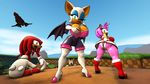 2015 3d amy_rose anthro bat big_breasts big_butt breasts butt canine cleavage clothed clothing echidna female fox hedgehog huge_breasts knuckles_the_echidna male mammal miles_prower monotreme rouge_the_bat shocking_(artist) sonic_(series) 