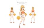  :o bare_shoulders blonde_hair breasts brown_eyes cheerleader cleavage crop_top crop_top_overhang culture_japan long_hair medium_breasts midriff multiple_views navel pleated_skirt pom_poms shirt shoes simple_background skirt sleeveless suenaga_mirai taut_clothes taut_shirt turnaround white_background 