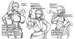  breasts elf gigantic_breasts greyscale highres monochrome multiple_girls pointy_ears sketch space_jin testicles translation_request 