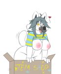  &lt;3 2015 anthro avoid_posting balls blush box breasts cat clothing cum cum_inside disembodied_penis ensayne erection feline fellatio female fur grey_hair hair male mammal nipples open_mouth oral penis sex simple_background temmie temmie_(undertale) tongue tongue_out undertale video_games white_fur yellow_eyes 